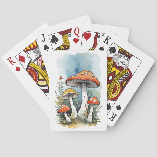 Aquarel Paddenstoelen Pokerkaarten (Achterkant)
