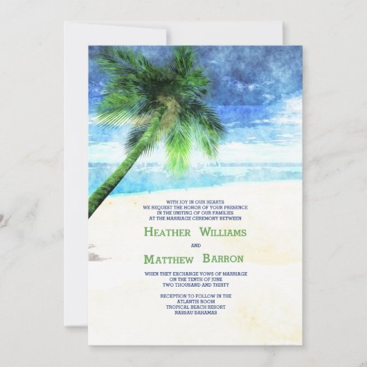 Aquarel Palm Uitnodiging (Voorkant)