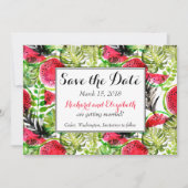 Aquarel palmbladeren watermeloen Save the Date Kaart (Voorkant)
