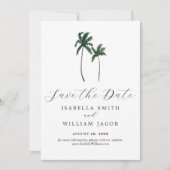 Aquarel Palmboom Save The Date (Voorkant)