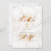 Aquarel Pampas Gras Roze Bloemen Goud Bautizo Kaart (Achterkant)