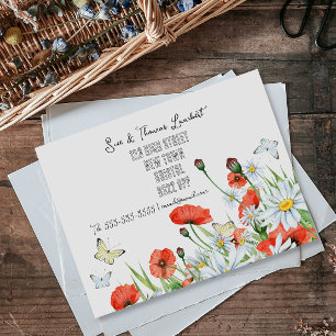 aquarel papaver Daisy adreswijziging verhuizen Aankondigingskaart