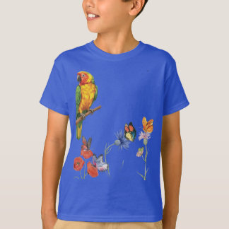 aquarel papegaai en vlinders ontwerp t-shirt