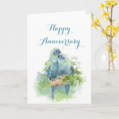 Aquarel Papegaaien Christelijke Jubileum Liefde Kaart (Gele Bloem)