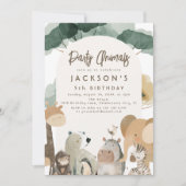 Aquarel Party Dieren Verjaardagsfeest Kaart (Voorkant)