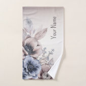 Aquarel Pastel Blauw Beige bloemen Elegant Bad Handdoek (Handdoek)