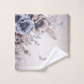 Aquarel Pastel Blauw Beige bloemen Elegant Bad Handdoek (Wasdoekje)
