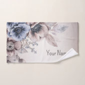 Aquarel Pastel Blauw Beige bloemen Elegant Bad Handdoek (Handdoek)