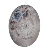 Aquarel Pastel Blauw Beige bloemen Elegant Dartbord (Voorkant Links)