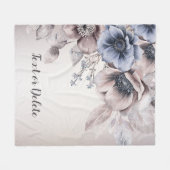 Aquarel Pastel Blauw Beige bloemen Elegant Fleece Deken