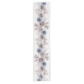 Aquarel Pastel Blauw Beige bloemen Elegant Korte Tafelloper (Voorkant)