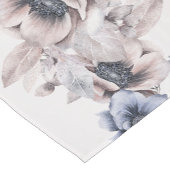 Aquarel Pastel Blauw Beige bloemen Elegant Korte Tafelloper (Hoek)