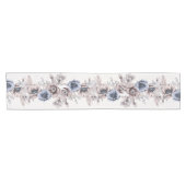 Aquarel Pastel Blauw Beige bloemen Elegant Korte Tafelloper (Horizontaal)