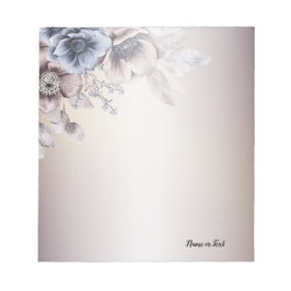 Aquarel Pastel Blauw Beige bloemen Elegant Notitieblok