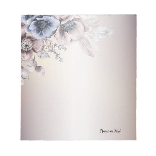 Aquarel Pastel Blauw Beige bloemen Elegant Notitieblok (Voorkant)