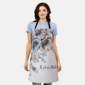 Aquarel Pastel Blauw Beige bloemen Elegant Schort (Gedragen)