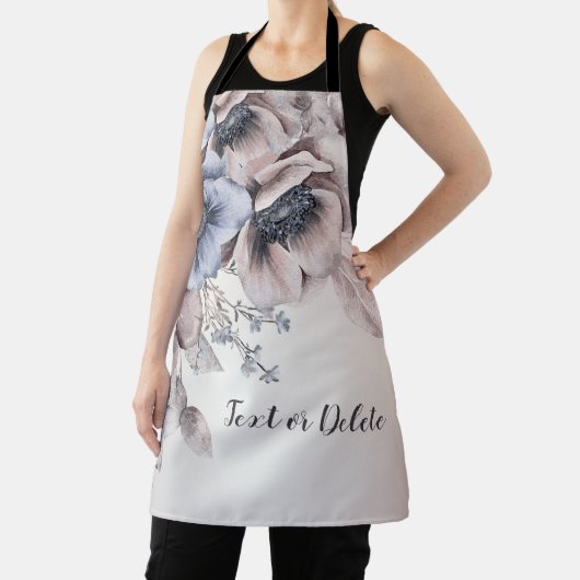 Aquarel Pastel Blauw Beige bloemen Elegant Schort (Insitu)