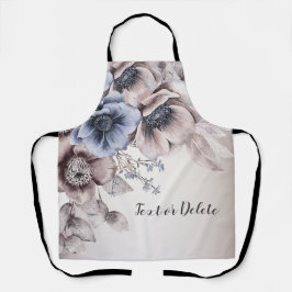 Aquarel Pastel Blauw Beige bloemen Elegant Schort