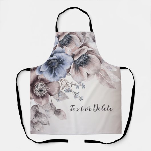 Aquarel Pastel Blauw Beige bloemen Elegant Schort (Voorkant)