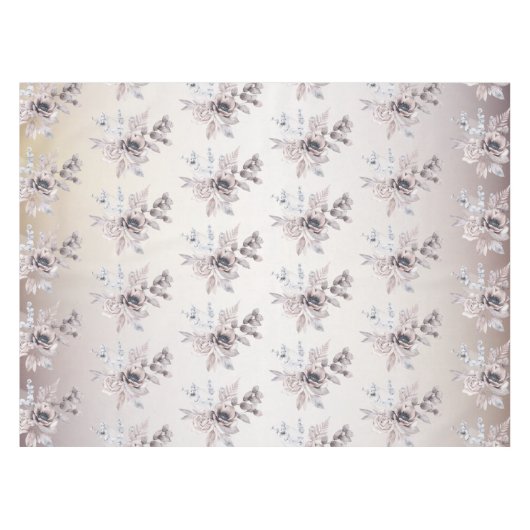 Aquarel Pastel Blauw Beige bloemen Elegant Tafelkleed (Voorkant (Horizontaal))