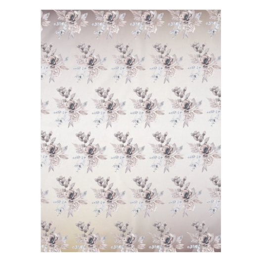 Aquarel Pastel Blauw Beige bloemen Elegant Tafelkleed (Voorkant)