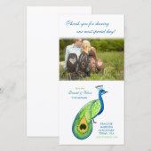 Aquarel Pauw Huwelijksfotokaart Bedankt (Voorkant / Achterkant)