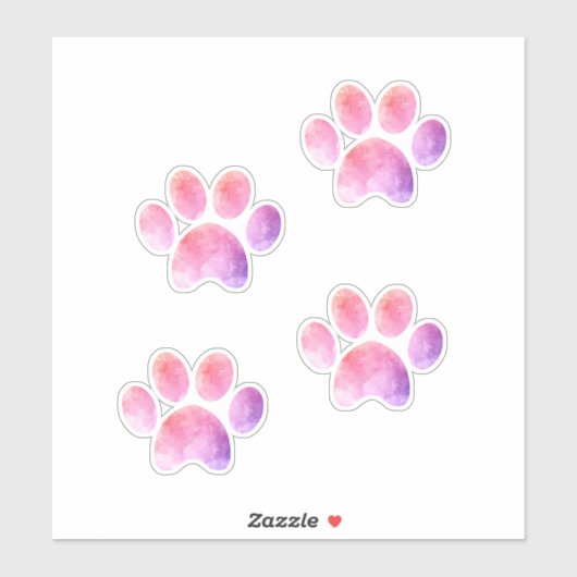 Aquarel Paw Prints, Hondenpoten, Kattenpoten Sticker (Vel)