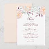 Aquarel perzik bloem. Botanische bruiloft. Bloem Menu (Voorkant / Achterkant)