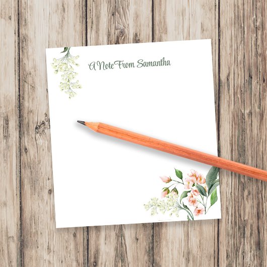 Aquarel Perzik Bloemen Personalized Notitieblok