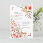 Aquarel Perzik Blozende Roze Bloemrijke Lente Brui Kaart (Staand voorkant)