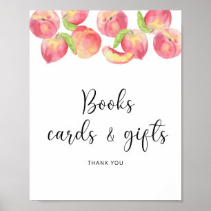 Aquarel perzik boeken kaarten en cadeaus poster