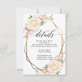 Aquarel perzik geometrisch frame huwelijksdetails kaart (Voorkant)