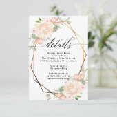 Aquarel perzik geometrisch frame huwelijksdetails kaart (Staand voorkant)