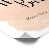 Aquarel Perzik Kleuren Bruiloft Coffee Bar Bord Poster (Hoek)