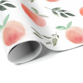 Aquarel Perzik Patroon Cadeaupapier (Rol Hoek)