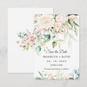 Aquarel Perzik Roze Blush Bloem Save the Date Kaart (Voorkant / Achterkant)