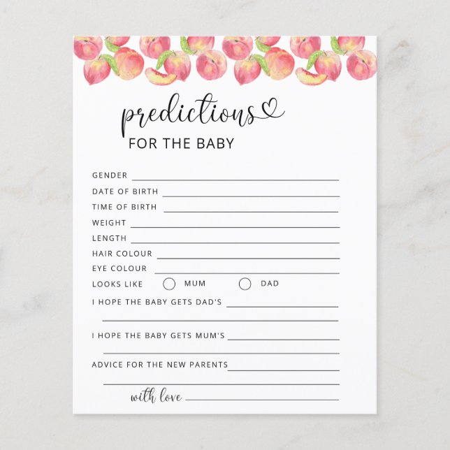 Aquarel perzik voorspellingen voor baby (Voorkant)