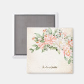 Aquarel Perzik Witte Bloemen Elegant Magneet (Voorkant / Achterkant)