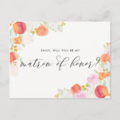 Aquarel Perziken & Bloemen Wees Mijn Getuige Uitnodiging Briefkaart (Voorkant)