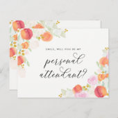 Aquarel Perziken Bloemige Wees Mijn Persoonlijke A Uitnodiging Briefkaart (Voorkant / Achterkant)