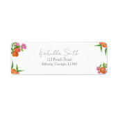 Aquarel Perziktaart Met Bloesems Etiket (Voorkant)