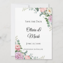 Aquarel Pioen & Eucalyptus Save the Date