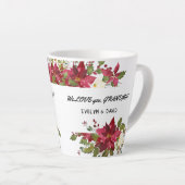 Aquarel Poinsettia Love Oma Monogram Latte Mok (Rechterhoek)