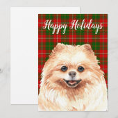 Aquarel Pomeranian op maat Feestdagenkaart (Voorkant / Achterkant)