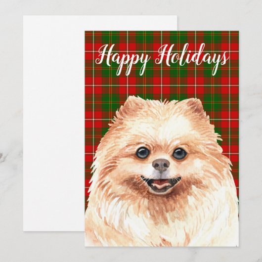Aquarel Pomeranian op maat Feestdagenkaart (Voorkant / Achterkant)
