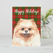 Aquarel Pomeranian op maat Feestdagenkaart (Staand voorkant)
