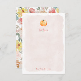 Aquarel pompoen babyshower bedankje bedankkaart