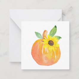 Aquarel Pompoen en Zonnebloem Notitiekaartje