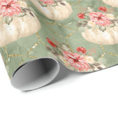 Aquarel Pompoen Groen Goud Glitter Cadeaupapier (Rol Hoek)