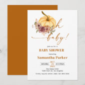 Aquarel Pompoen Oh Baby Uitnodiging (Voorkant / Achterkant)